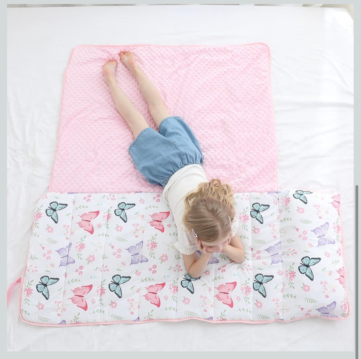 Toddler Nap Mat - White Butterfly