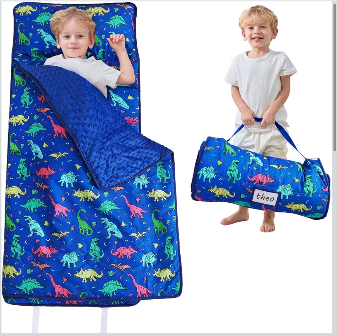 Toddler Nap Mat - Blue Dinosaur