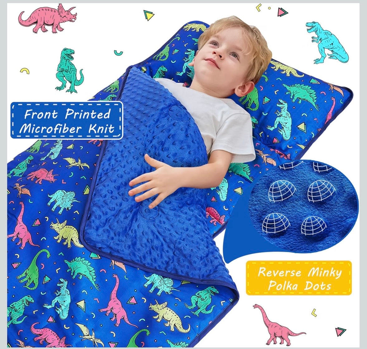 Toddler Nap Mat - Blue Dinosaur