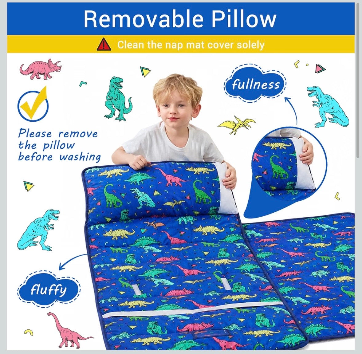 Toddler Nap Mat - Blue Dinosaur