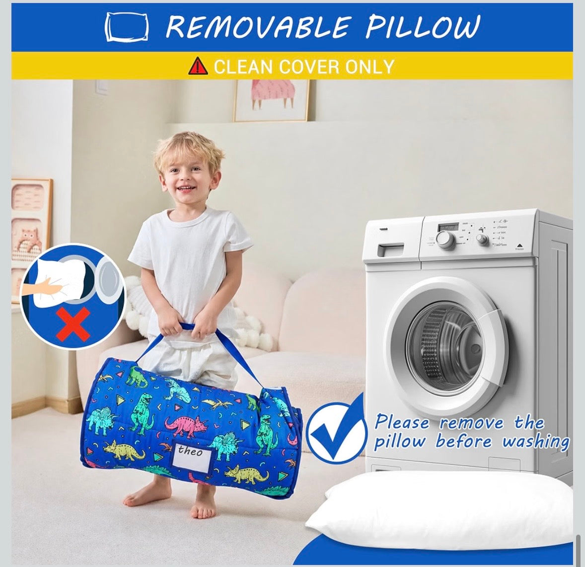 Toddler Nap Mat - Blue Dinosaur
