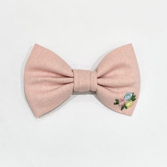 Handmade Linen Hair Bow - Pink