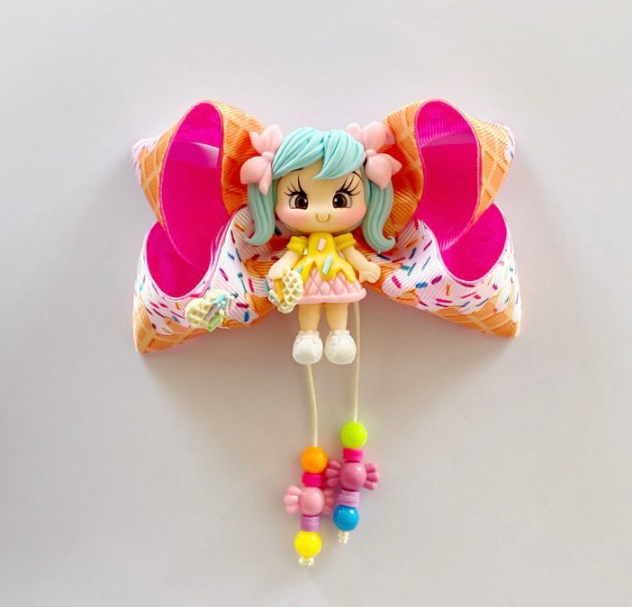 Handmade Hair Bow - Waffle Girl