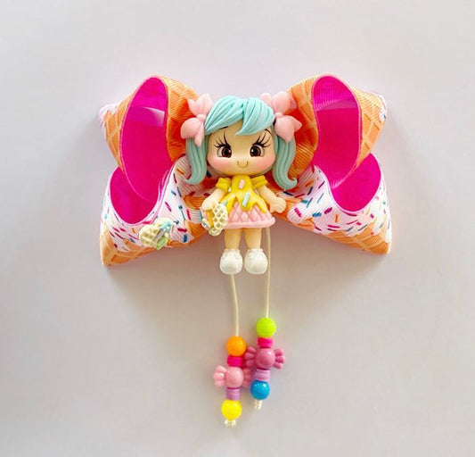 Handmade Hair Bow - Waffle Girl