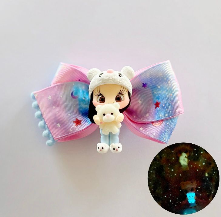 Eid Night Hair Bow - Blue/Pink (Glow in the Dark)