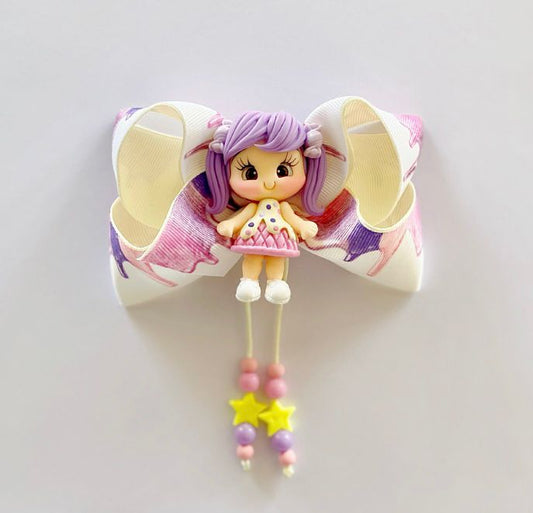 Handmade Hair Bow - Purple Icecream