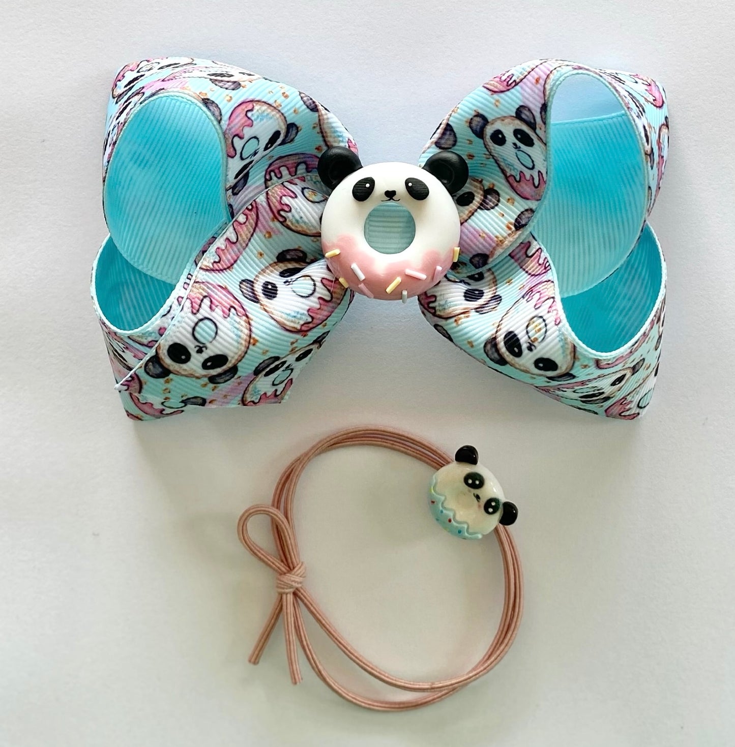 Handmade Hair Bow - Panda Donut