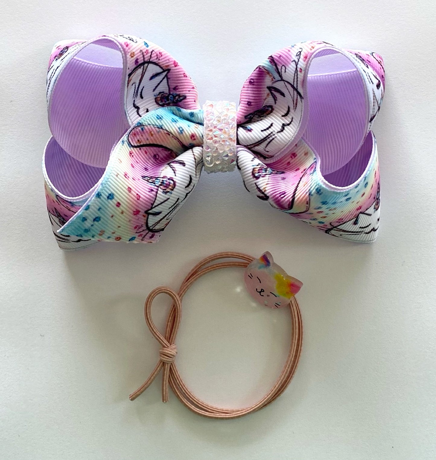 Handmade Hair Bow - Unicorn Cat