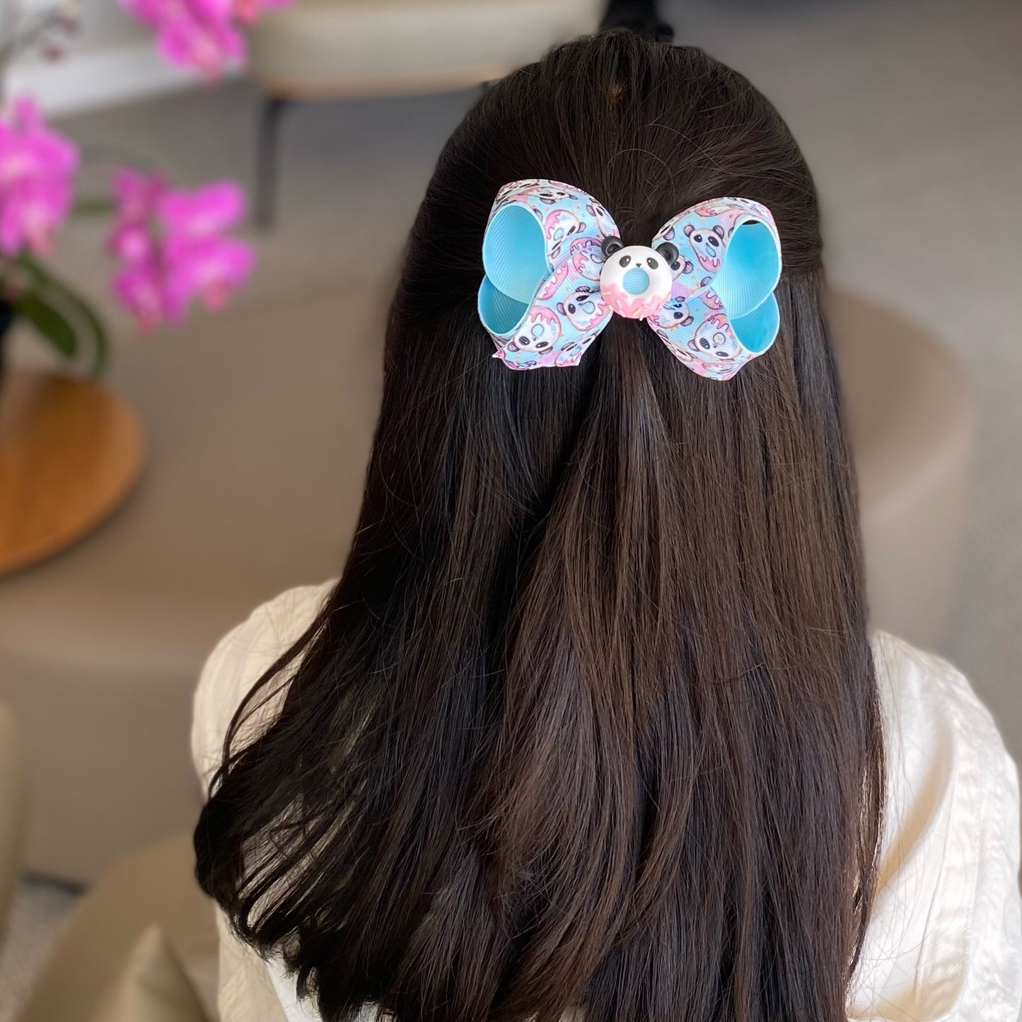 Handmade Hair Bow - Panda Donut